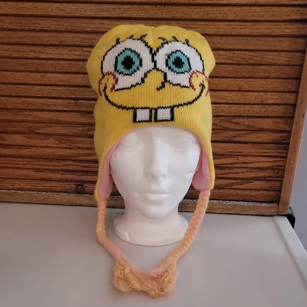 Sponge Bob Square Pants Reversible Beanie Cartoon Character Knit Hat Cap